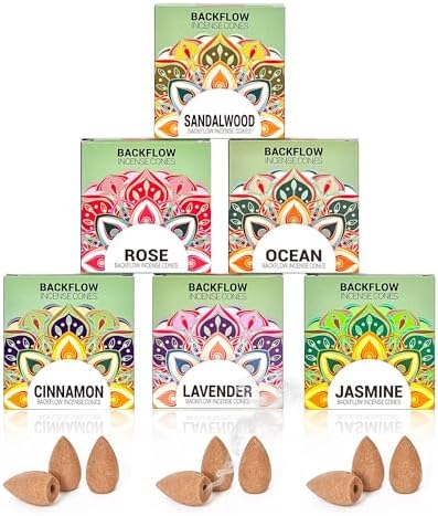 Backflow Incense Cones Variety Pack - 6 Mixed Scents