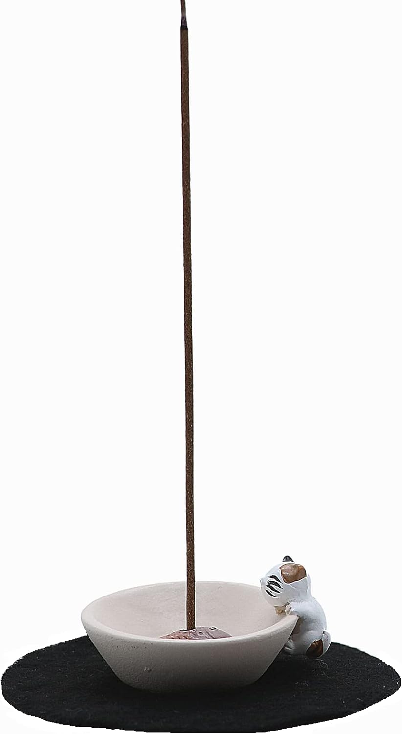 Newwe Mini Cat Incense Stick Holder Cute Animal Resin Burner