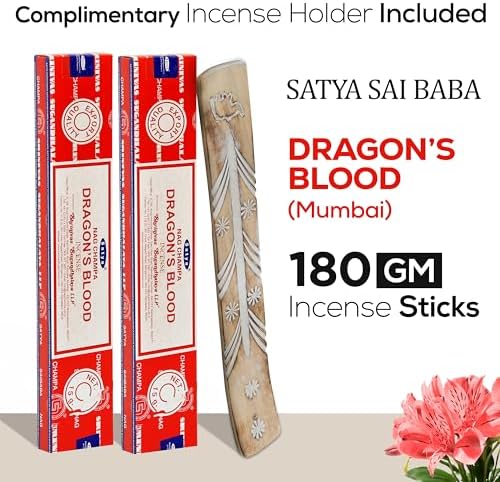 Satya Dragon Blood Incense Sticks 180g Bundle with Wooden Holder