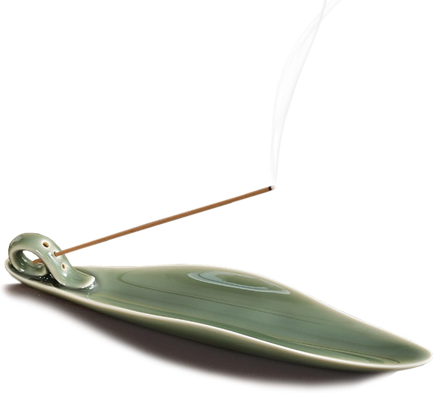 9 Length Incense Stick Holder with 3 Holes White Porcelain Ash Catcher for Spa and Meditation Room