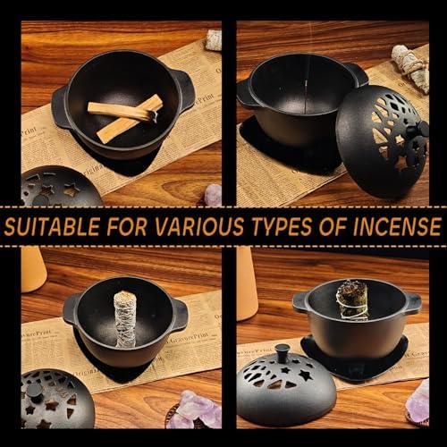 Cast Iron Incense Burner Mini Cauldron for Sage and Charcoal