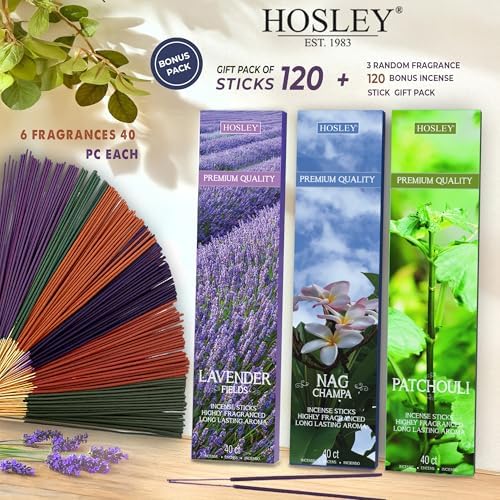 Hosley 240 Pack Assorted Incense Sticks for Home Aromatherapy