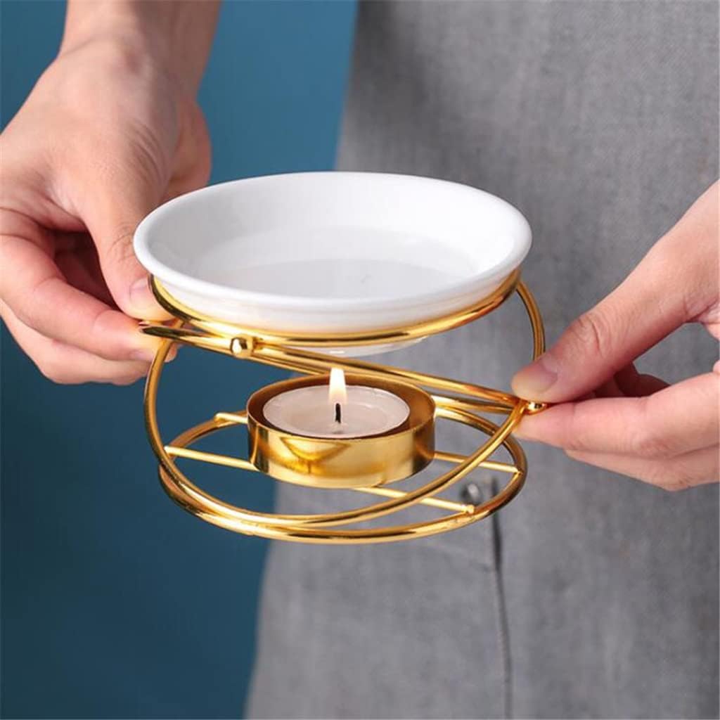 Creative Aroma Burner Oil Lamp Gold Black Ceramic Bowl
