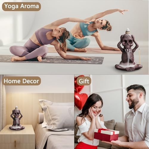 Comeon Skull Decor Incense Stick Holder with Reverse Flow Censer and Burner Kit