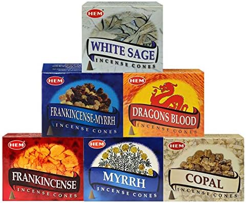 Hem Incense Cones Variety Pack 60 Count with 6 Popular Fragrances