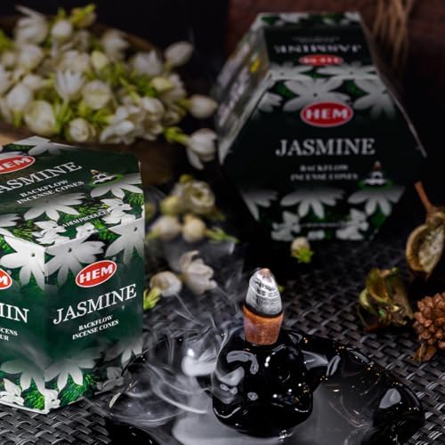 HEM Jasmine Backflow Brown Incense Cones - Pack of 40