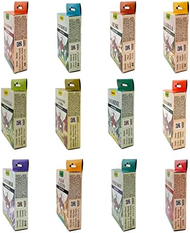Tulasi Backflow Incense Cones Set of 12 Fragrances 120 Cones