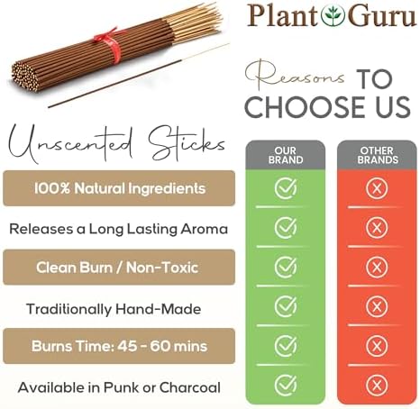 Plant Guru 1000 Natural Incense Sticks 11 Inch Bulk