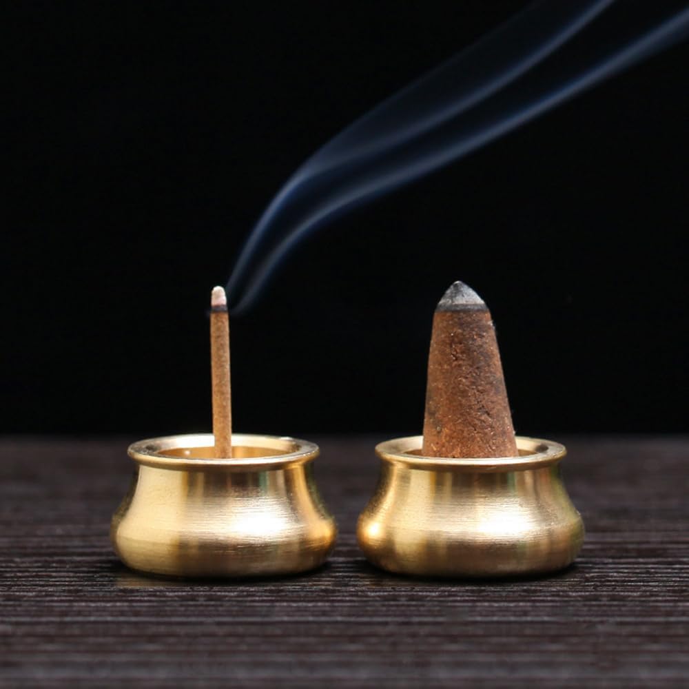ZYAMY 6PCS Brass Incense Holders Mini Cone Burner
