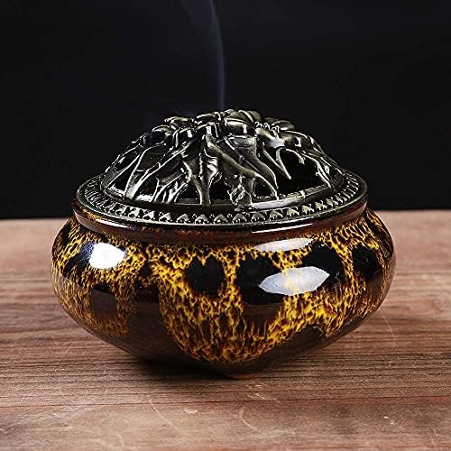 Ceramic Incense Burner with Stick Holder and Cone Compatibility