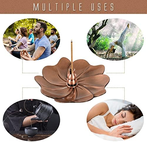 Sakura Flower Incense Holder Set 5Pcs Red Bronze