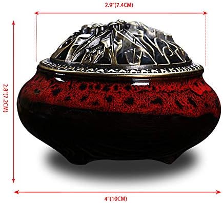 Ceramic Incense Burner with Lid and Brass Holder