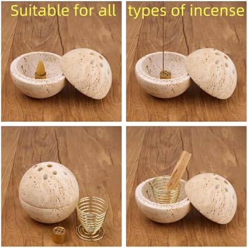 Handmade Travertine Incense Resin Burner Holder