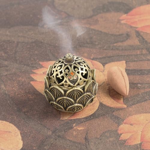 2Pcs Mini Brass Lotus Flower Incense Holder Decor