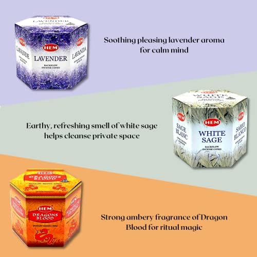 HEM Backflow Incense Cones Variety Pack - 240 Cones 6 Types