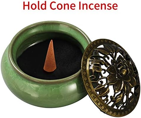 Miupoo Brass Incense Holder Ceramic Censer with Stand