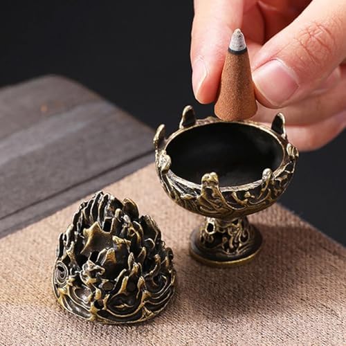 3PCS Mini Brass Lotus Incense Holder Set for Home Office Decor