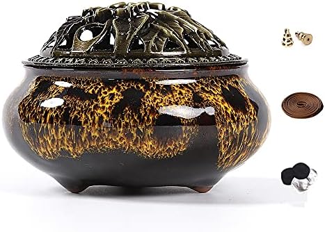 Ceramic Incense Burner with Stick Holder and Cone Compatibility