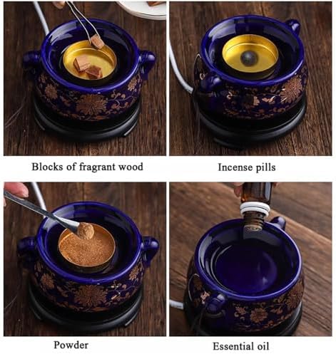 Electric Resin Burner with Timer and Adjustable Heat - Blue Gold