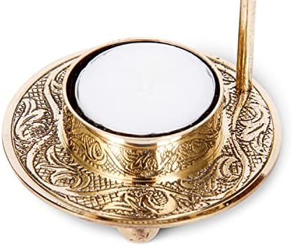 Brass Resin Incense Burner with Wooden Base