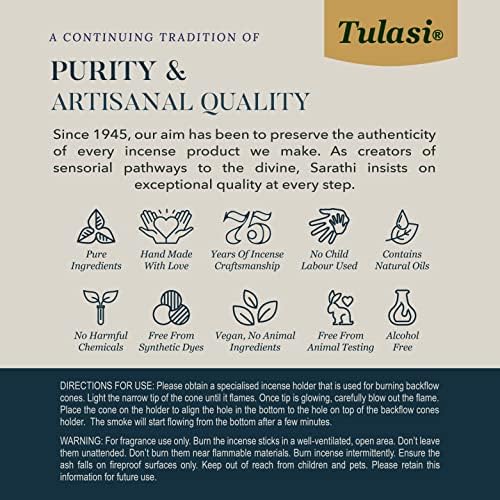 Tulasi Backflow Incense Cones Set of 12 Fragrances 120 Cones