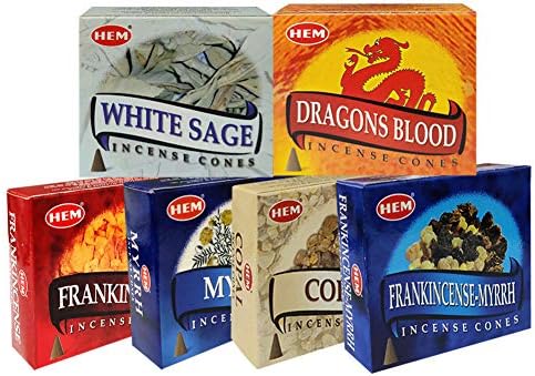 Hem Incense Cones Variety Pack 60 Count with 6 Popular Fragrances