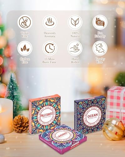 Incense Cones Set - Lavender Jasmine Sandalwood Palo Santo Rose White Sage