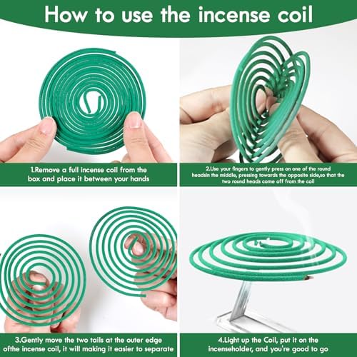 Citronella Incense Coils 48 PCS with 2 Holders for Outdoor Use