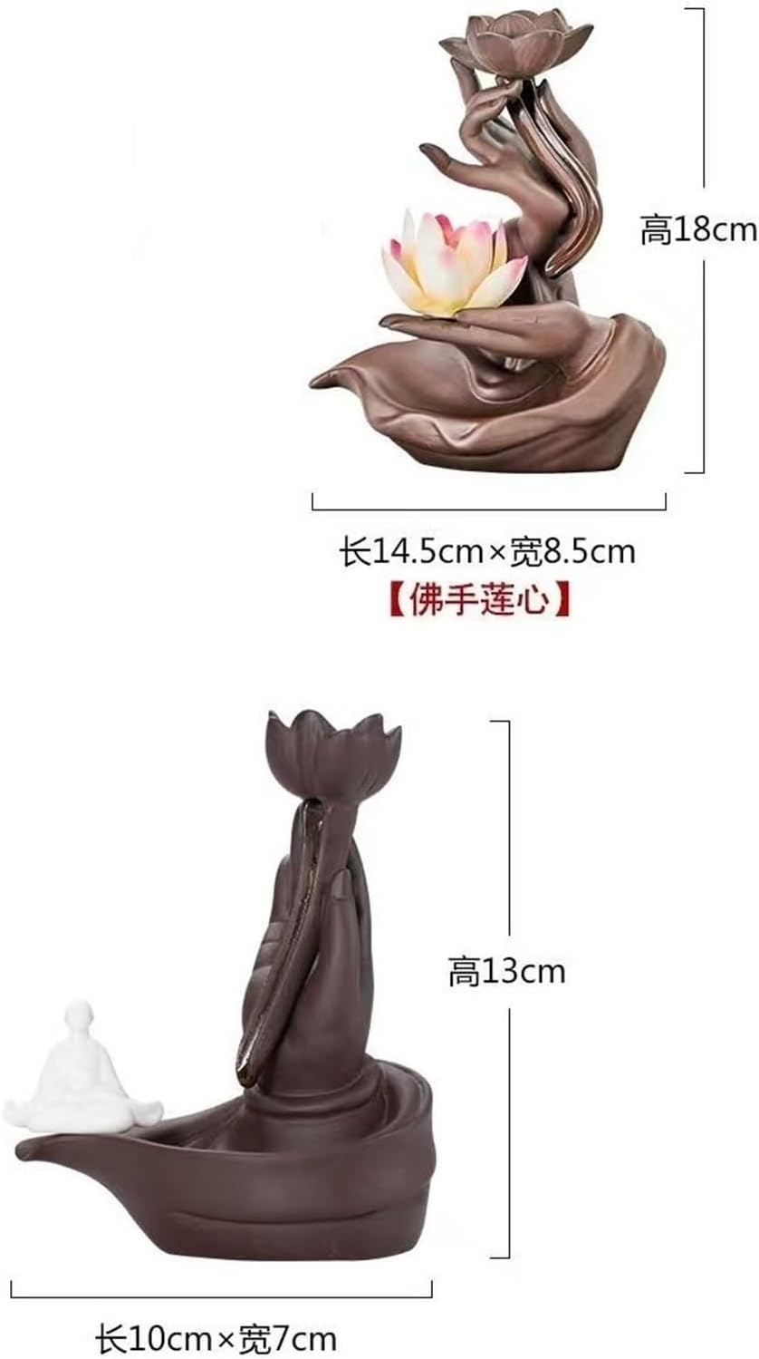 Purple Clay Incense Holder with Buddha Hand Design