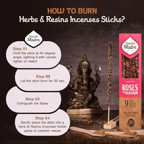 9 Pcs Rose Frankincense Incense Sticks - 7 Long Natural Aromatic