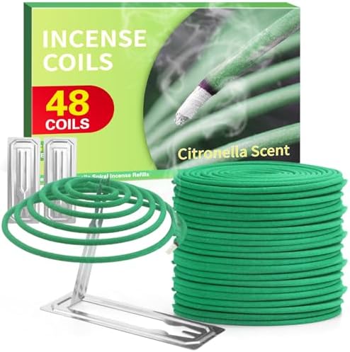 Citronella Incense Coils 48 PCS with 2 Holders for Outdoor Use