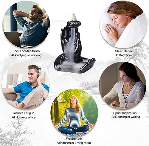 Buddha Hand Incense Burner with Waterfall Effect
