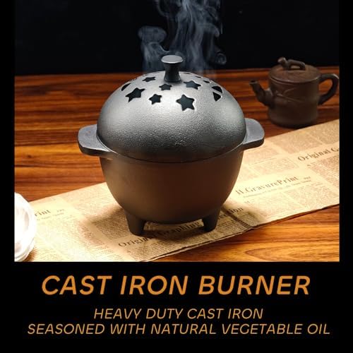 Cast Iron Incense Burner Mini Cauldron for Sage and Charcoal