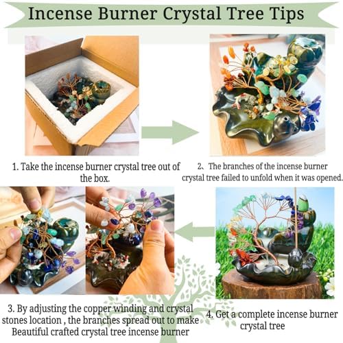 DUQGUHO Chakra Crystal Incense Holder with 30 Burner Cones
