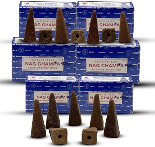 Nag Champa Incense Cones with Mat - Pack of 6