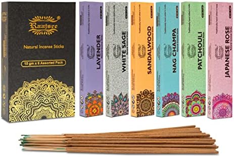 Raajsee Natural Incense Sticks 6 Pack Mixed Scents
