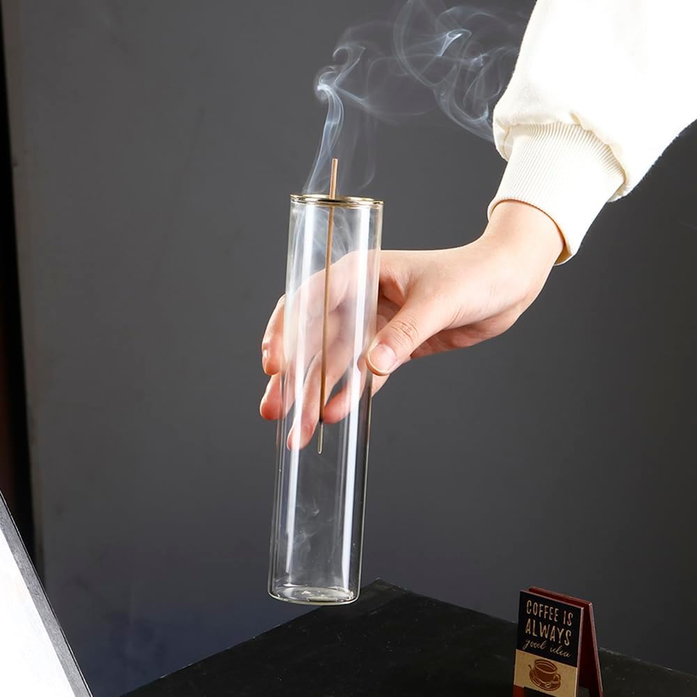 Modern Glass Incense Holder for Sticks Anti-Ash Easy to Clean Round Design