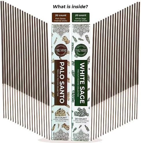 Trumiri Incense Sticks - 40 Pack 20 Palo Santo 20 White Sage