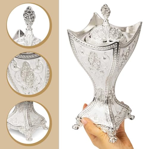 Bakhoor Incense Burner - 11 Inch Silver Trophy Shape