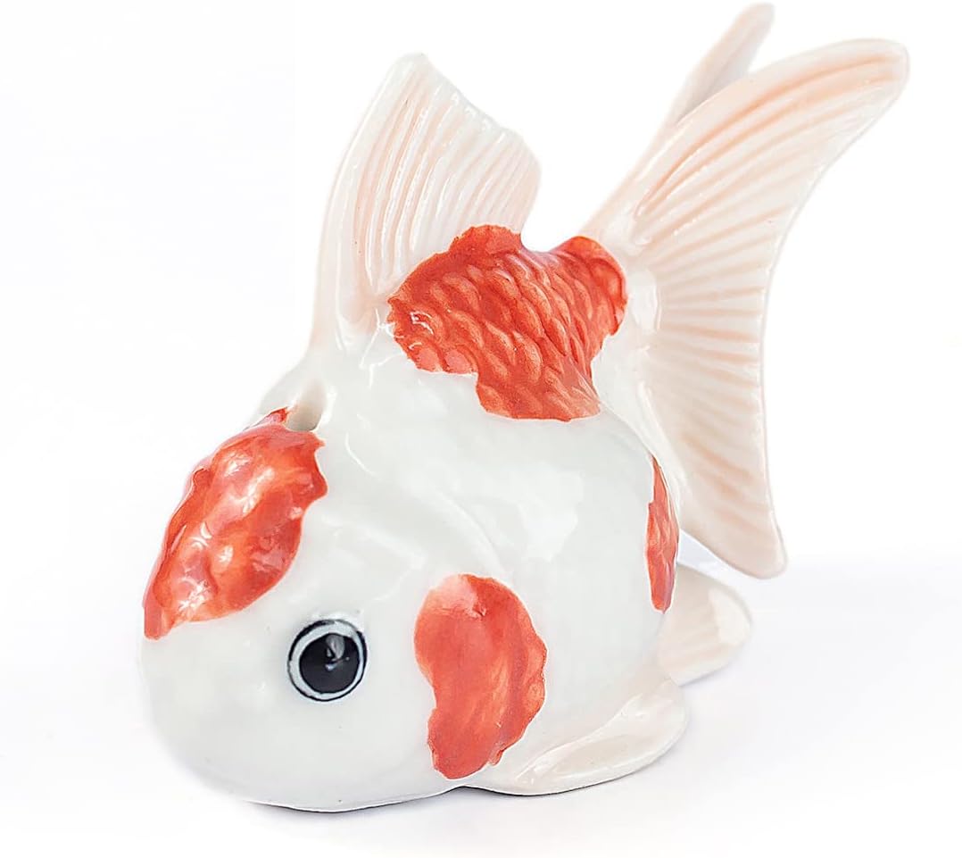 Tiny 2 Inch White Red Orange Goldfish Incense Holder