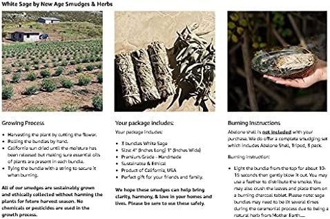 Pack of 3 Premium California White Sage Incense Sticks 4 Inches