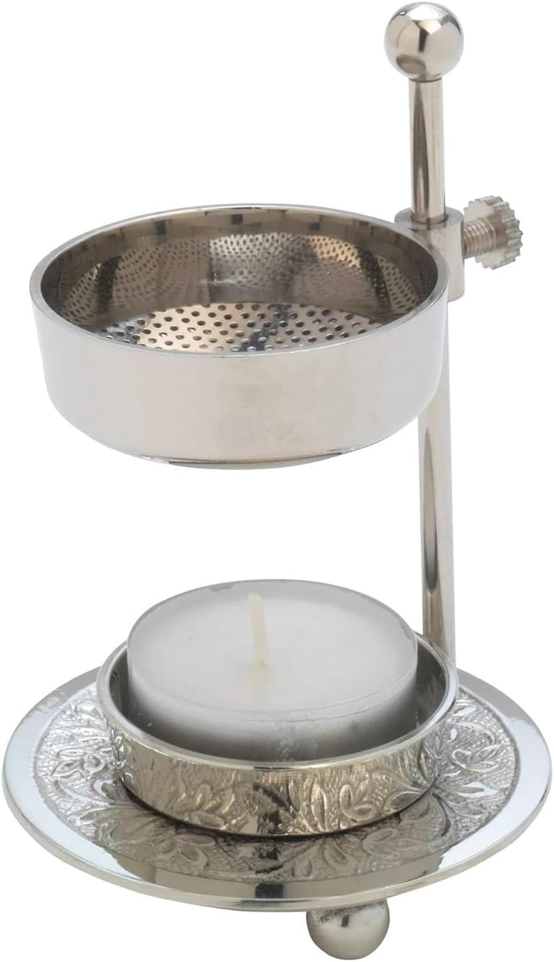 Brass Incense Resin Burner with Handle - 5 Inch Height