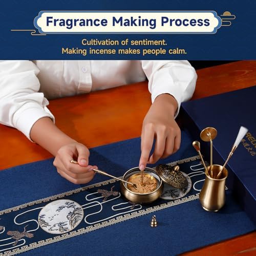 Yoga Meditation Incense Burner Set - 16 Piece Brass Censer Kit with Tools for Relaxation and Home Fragrance