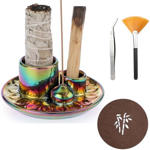 JUXYES 4 in 1 Ceramic Incense and Candle Holder