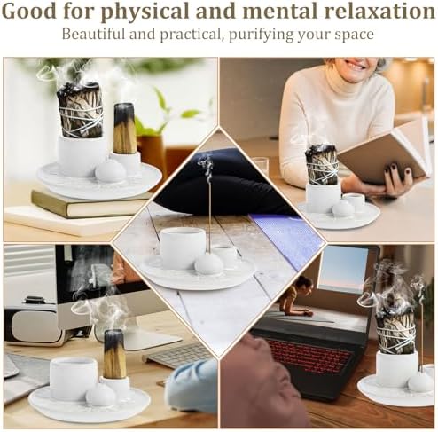 Ceramic Palo Santo Sticks Holder 4 in 1 Burner Tray