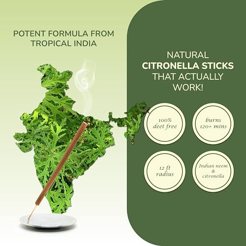 Calmveda Natural Citronella Incense Sticks 18 Sticks 40 Hrs Protection