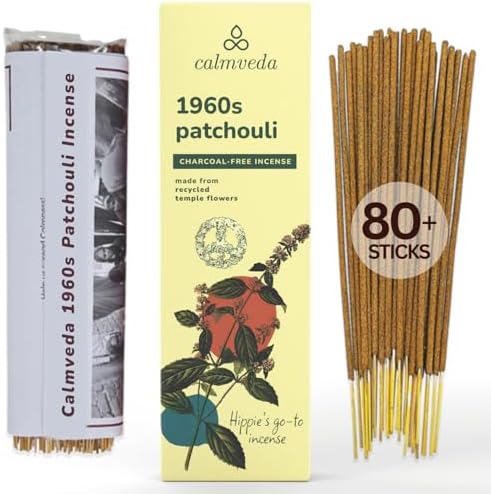 1960s Patchouli Incense Sticks Pack - 80 Sticks Charcoal Free