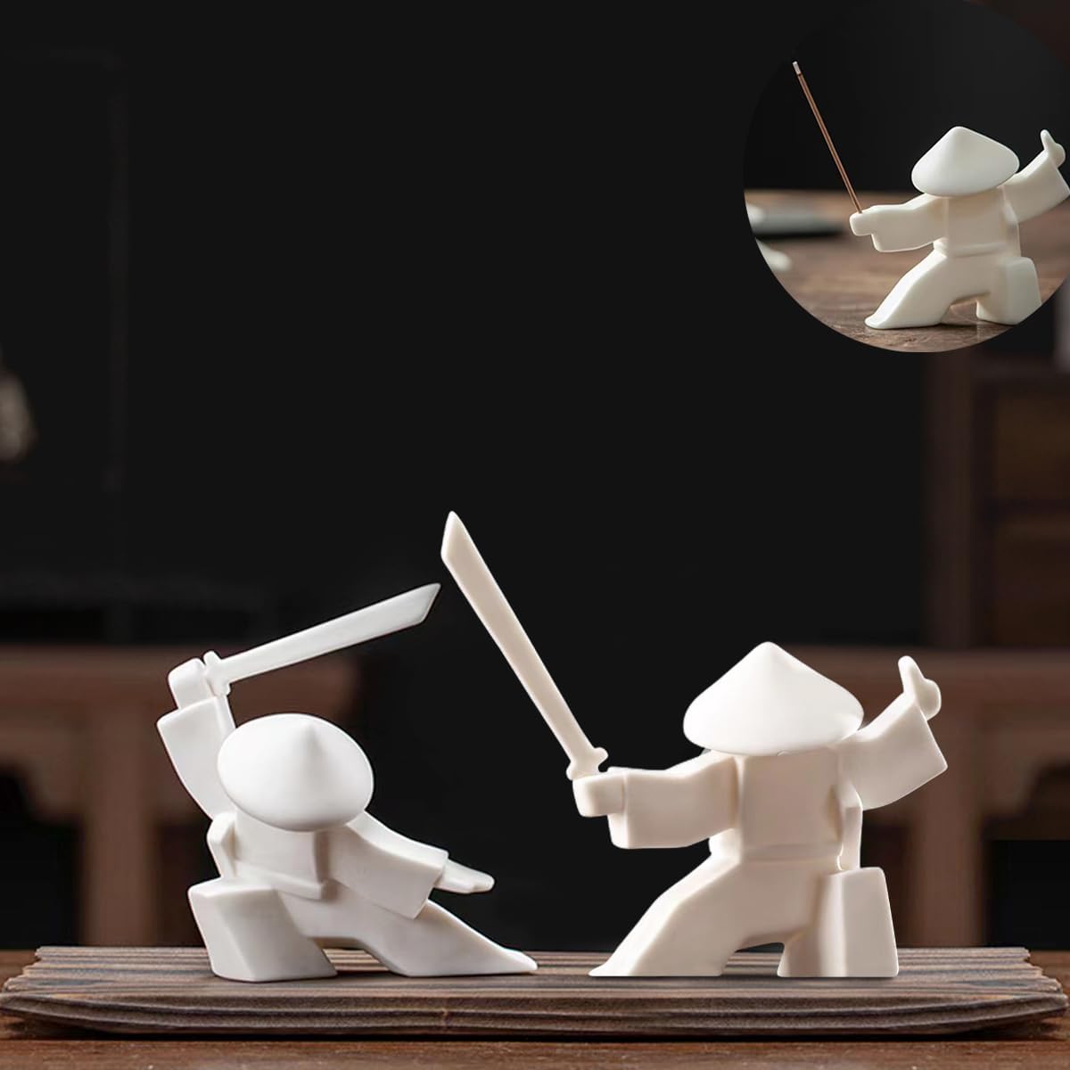 EAEDMY Samurai Figurine Decor Incense Holder