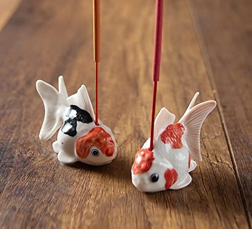 Tiny 2 Inch White Red Orange Goldfish Incense Holder