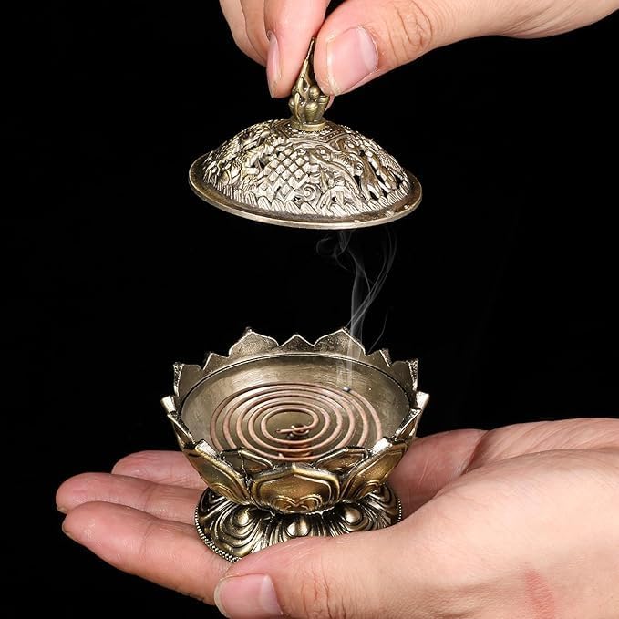 Classic Lotus Incense Burner Holder for Home Office Meditation